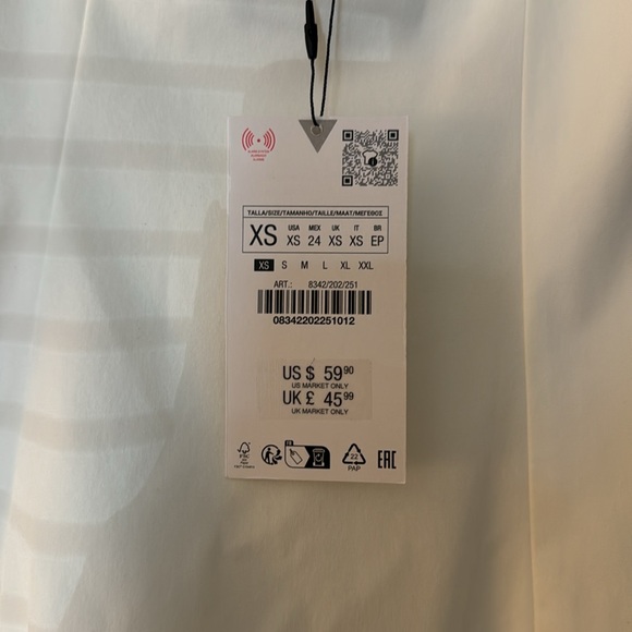 Zara Pleated white mini dress size xs - Picture 3 of 4